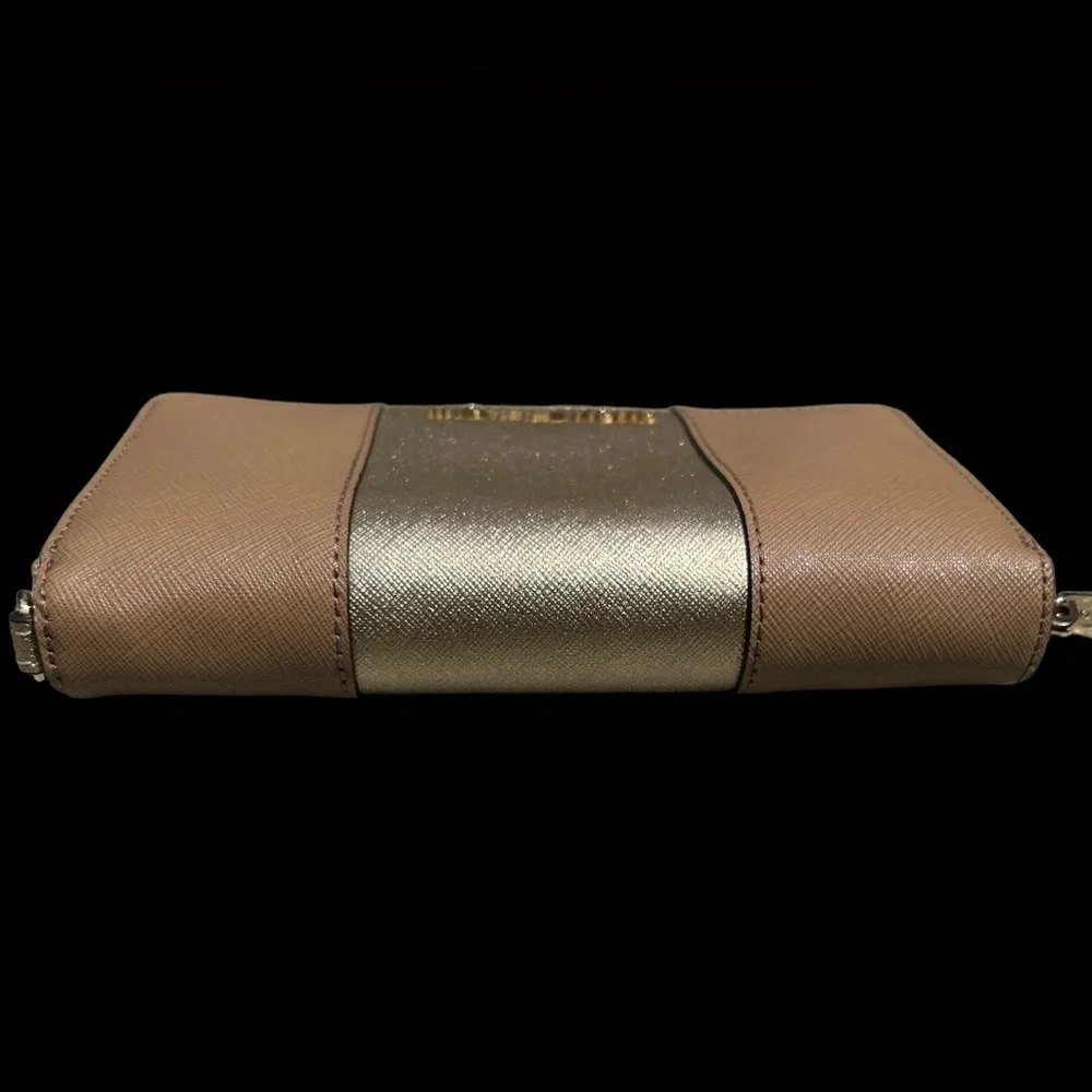 Michael Kors Long Zip Around Wallet Tan/Gold